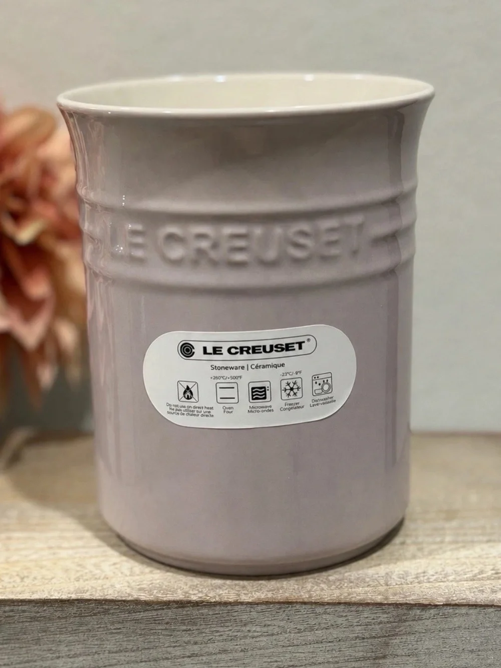 Le Creuset Stoneware Classic Utensil Holder Crock 1L/ 1Qt color ~ SHALLOT Pink